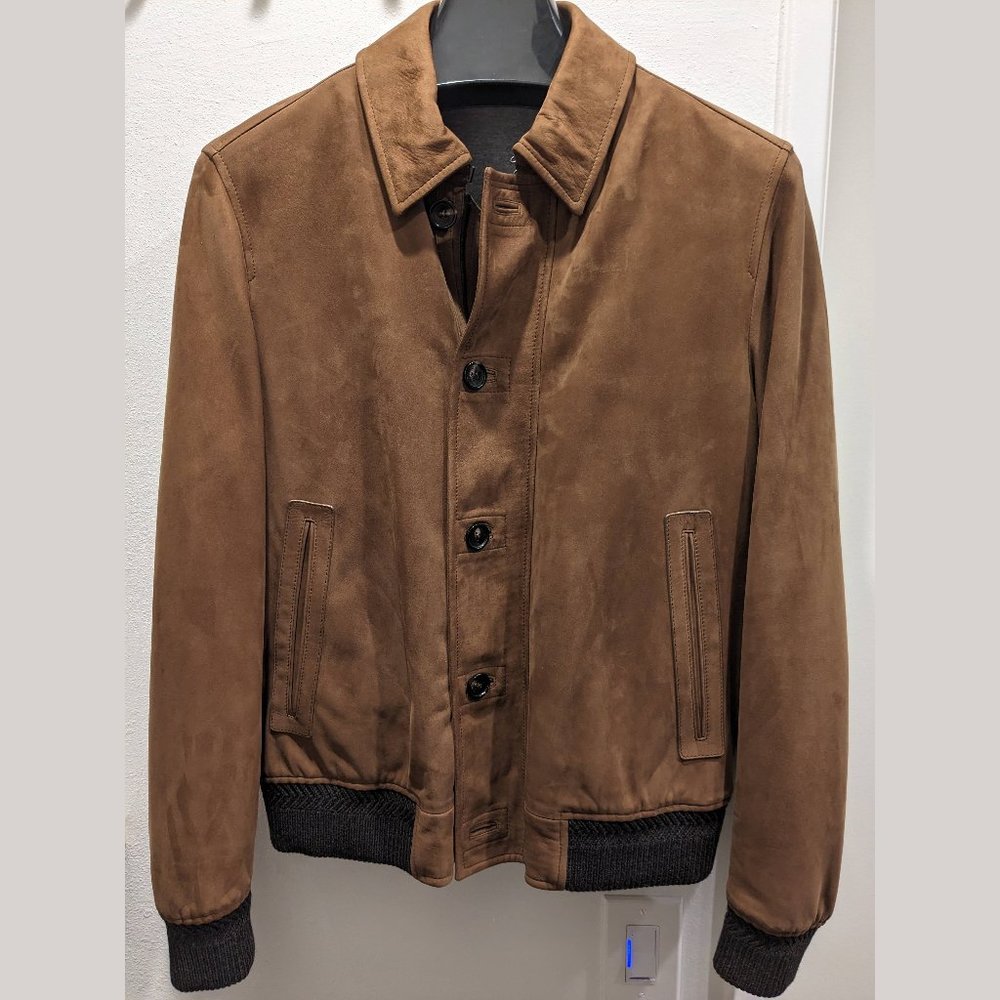Zegna Brown Suede Button Down Jacket